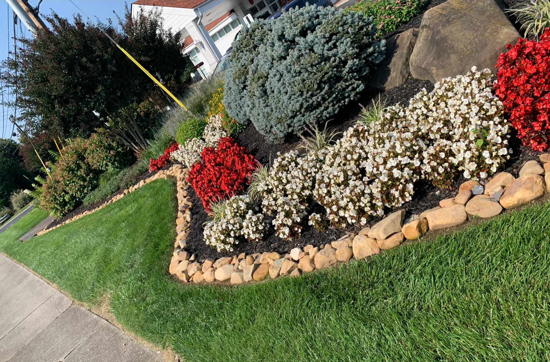 Landscaping and flower mulch bed